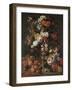 Roses, Dahlias, Convolvulus, a Tulip and Other Flowers, in a Sculpted Urn-Nicholaes van Verendael-Framed Giclee Print