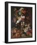 Roses, Dahlias, Convolvulus, a Tulip and Other Flowers, in a Sculpted Urn-Nicholaes van Verendael-Framed Giclee Print