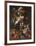 Roses, Dahlias, Convolvulus, a Tulip and Other Flowers, in a Sculpted Urn-Nicholaes van Verendael-Framed Giclee Print