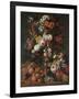 Roses, Dahlias, Convolvulus, a Tulip and Other Flowers, in a Sculpted Urn-Nicholaes van Verendael-Framed Giclee Print