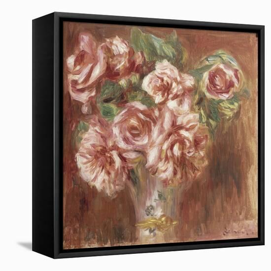 Roses dans un vase-Pierre-Auguste Renoir-Framed Stretched Canvas