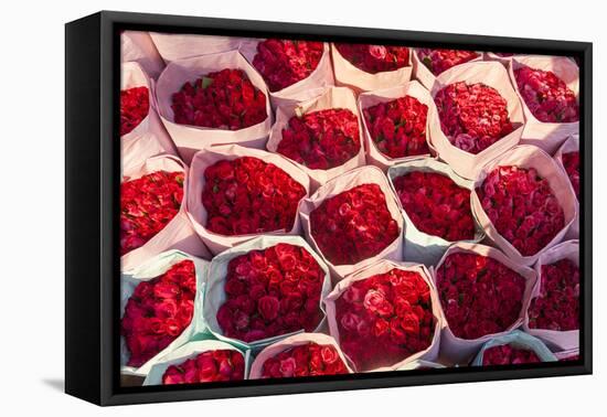 Roses for Sale, Flower Market, Near Chinatown, Bangkok, Thailand-Peter Adams-Framed Stretched Canvas