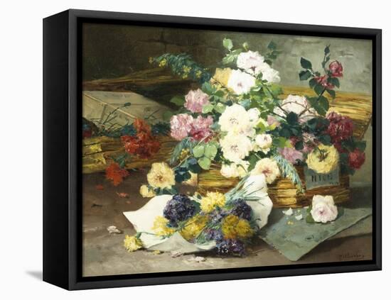 Roses from Nice-Eugene Henri Cauchois-Framed Stretched Canvas