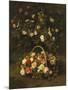 Roses in a Basket Beside a Rose Bush, 1846-Johan Laurentz Jensen-Mounted Premium Giclee Print