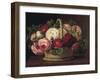 Roses in a Basket on a Ledge-John Laurents Jensen-Framed Premium Giclee Print