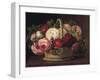 Roses in a Basket on a Ledge-John Laurents Jensen-Framed Premium Giclee Print