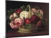 Roses in a Basket on a Ledge-John Laurents Jensen-Mounted Premium Giclee Print