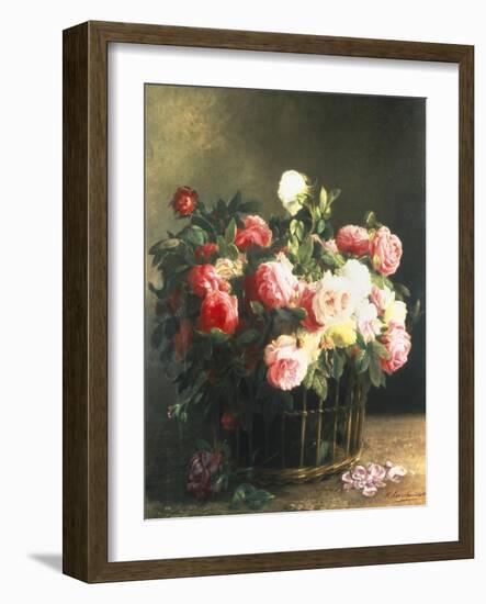 Roses in a Basket-Hermann Looschen-Framed Giclee Print