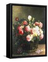 Roses in a Basket-Hermann Looschen-Framed Stretched Canvas