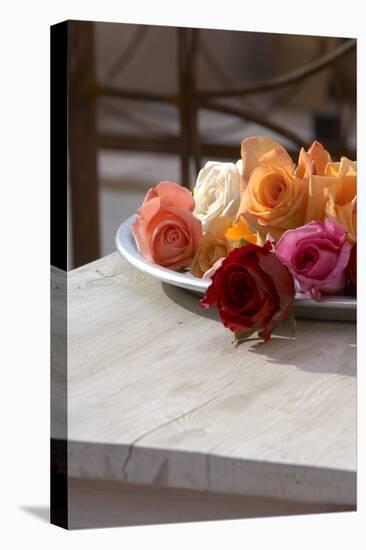 Roses in a bowl-Luuk Geertsen-Stretched Canvas