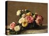 Roses in a Bowl-Henri Fantin-Latour-Stretched Canvas