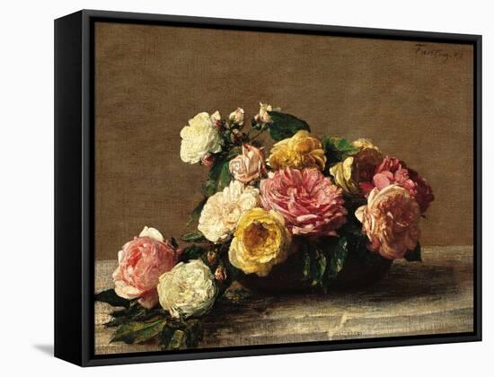 Roses in a Bowl-Henri Fantin-Latour-Framed Stretched Canvas