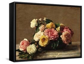 Roses in a Bowl-Henri Fantin-Latour-Framed Stretched Canvas