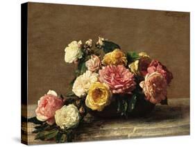 Roses in a Bowl-Henri Fantin-Latour-Stretched Canvas