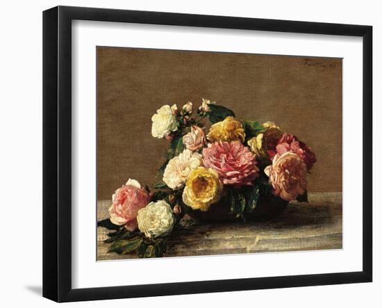 Roses in a Bowl-Henri Fantin-Latour-Framed Art Print