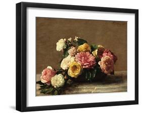 Roses in a Bowl-Henri Fantin-Latour-Framed Art Print