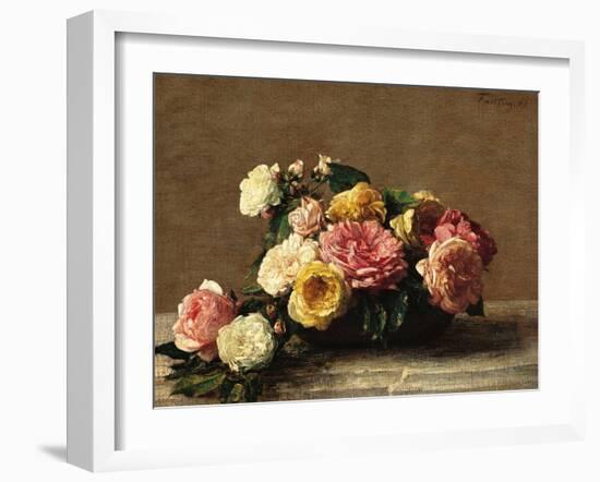 Roses in a Bowl-Henri Fantin-Latour-Framed Art Print