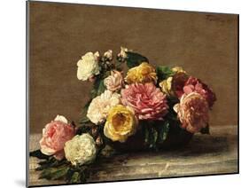 Roses in a Bowl-Henri Fantin-Latour-Mounted Art Print
