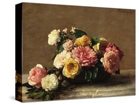 Roses in a Bowl-Henri Fantin-Latour-Stretched Canvas