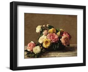 Roses in a Bowl-Henri Fantin-Latour-Framed Art Print