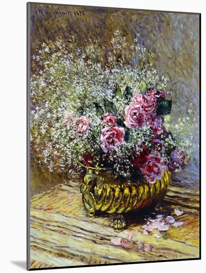 Roses in a Copper Vase, 1878-Claude Monet-Mounted Giclee Print