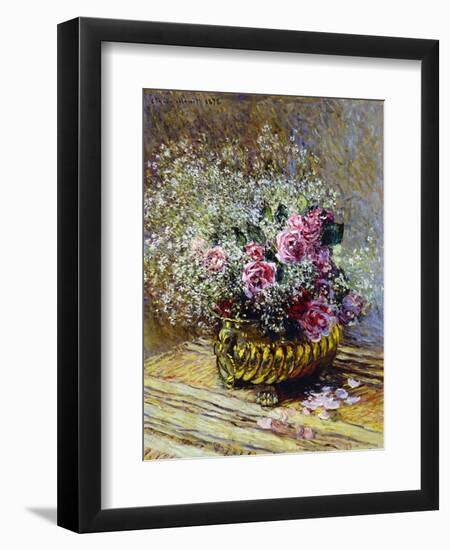 Roses in a Copper Vase, 1878-Claude Monet-Framed Giclee Print