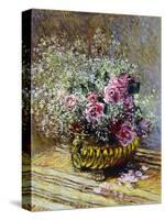 Roses in a Copper Vase, 1878-Claude Monet-Stretched Canvas