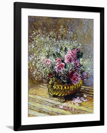 Roses in a Copper Vase, 1878-Claude Monet-Framed Giclee Print