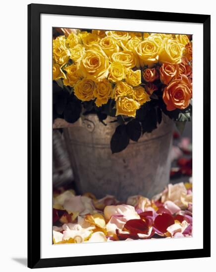 Roses in a Flower Market, Paris, France-Walter Bibikow-Framed Photographic Print