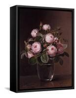 Roses in a Glass Vase, 1842-Johan Laurents Jensen-Framed Stretched Canvas