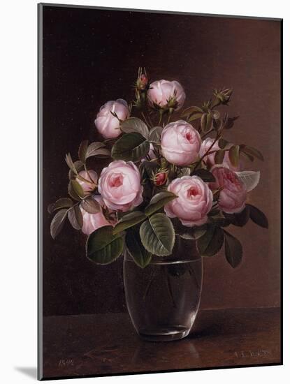 Roses in a Glass Vase, 1842-Johan Laurents Jensen-Mounted Giclee Print
