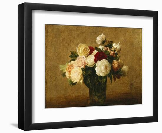 Roses in a Glass Vase; Roses Dans Un Vase De Verre-Henri Fantin-Latour-Framed Giclee Print