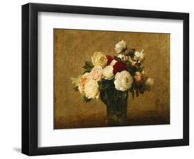 Roses in a Glass Vase; Roses Dans Un Vase De Verre-Henri Fantin-Latour-Framed Giclee Print