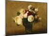 Roses in a Glass Vase; Roses Dans Un Vase De Verre-Henri Fantin-Latour-Mounted Giclee Print