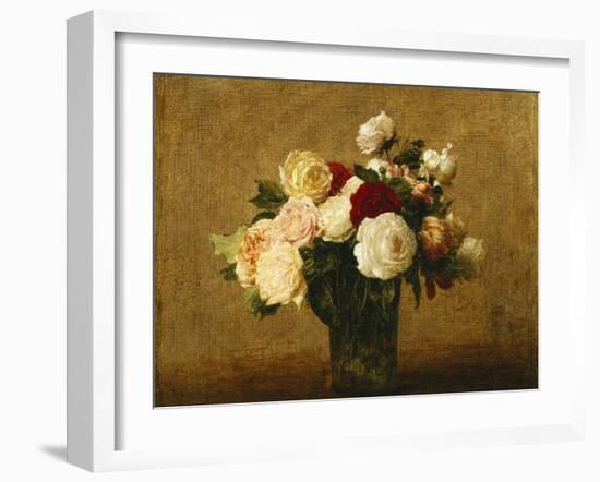 Roses in a Glass Vase; Roses Dans Un Vase De Verre-Henri Fantin-Latour-Framed Giclee Print