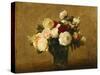 Roses in a Glass Vase; Roses Dans Un Vase De Verre-Henri Fantin-Latour-Stretched Canvas