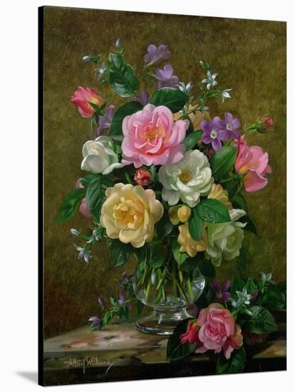 Roses in a Glass Vase-Albert Williams-Stretched Canvas