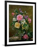 Roses in a Glass Vase-Albert Williams-Framed Giclee Print