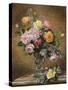 Roses in a glass vase-Albert Williams-Stretched Canvas