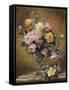 Roses in a glass vase-Albert Williams-Framed Stretched Canvas