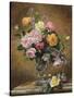 Roses in a glass vase-Albert Williams-Stretched Canvas