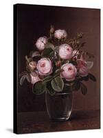 Roses in a Glass Vase-Johan Laurentz Jensen-Stretched Canvas