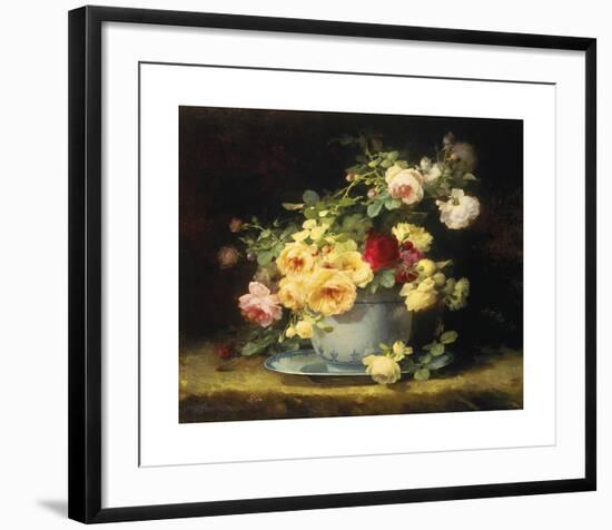 Roses in a Porcelain Bowl-Emilie Vouga-Framed Premium Giclee Print