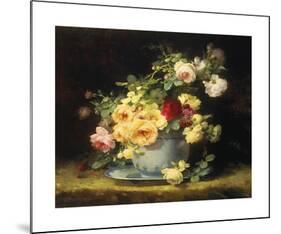 Roses in a Porcelain Bowl-Emilie Vouga-Mounted Premium Giclee Print