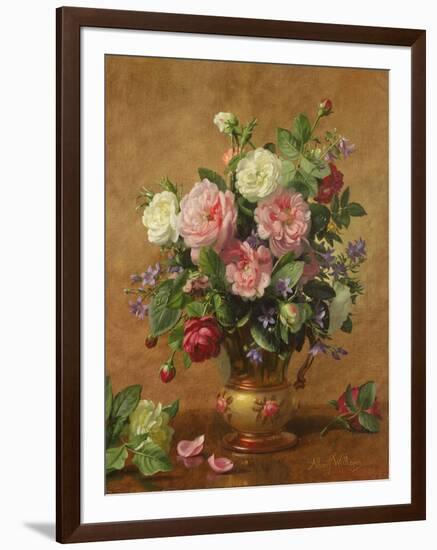 Roses in a Rose-Enamelled Vase, 1995-Albert Williams-Framed Giclee Print