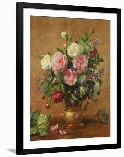 Roses in a Rose-Enamelled Vase, 1995-Albert Williams-Framed Giclee Print