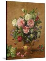 Roses in a Rose-Enamelled Vase, 1995-Albert Williams-Stretched Canvas