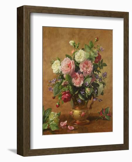 Roses in a Rose-Enamelled Vase, 1995-Albert Williams-Framed Premium Giclee Print