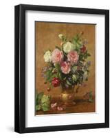 Roses in a Rose-Enamelled Vase, 1995-Albert Williams-Framed Premium Giclee Print