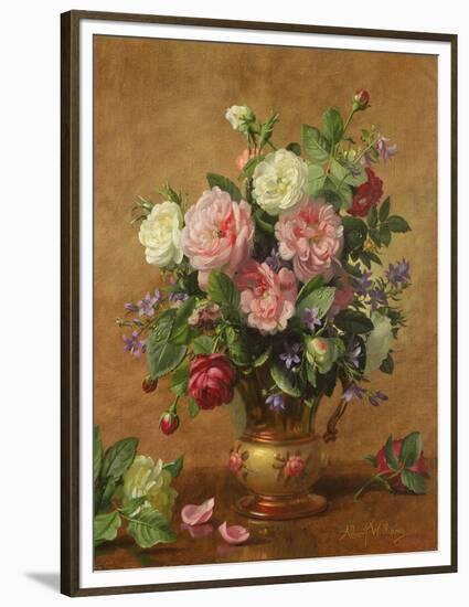 Roses in a Rose-Enamelled Vase, 1995-Albert Williams-Framed Premium Giclee Print